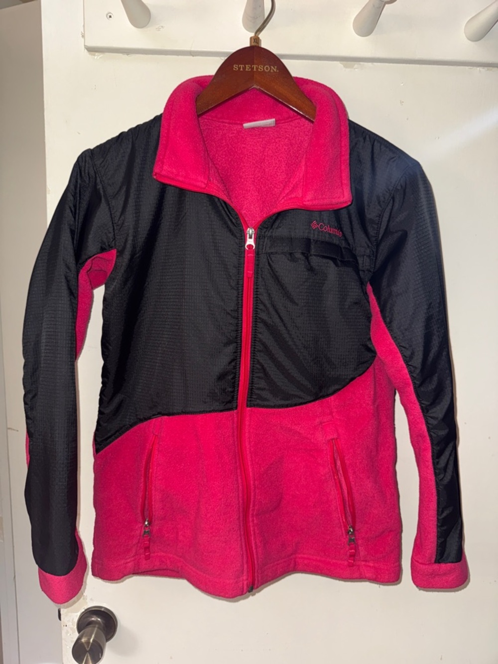 Columbia Kids Hot Pink and Black Fleece Puffer Jacket